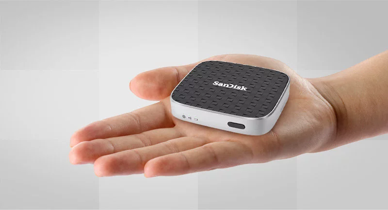 The 2.6 x 2.6 x 0.52 in Media Drive fits in the palm of your hand