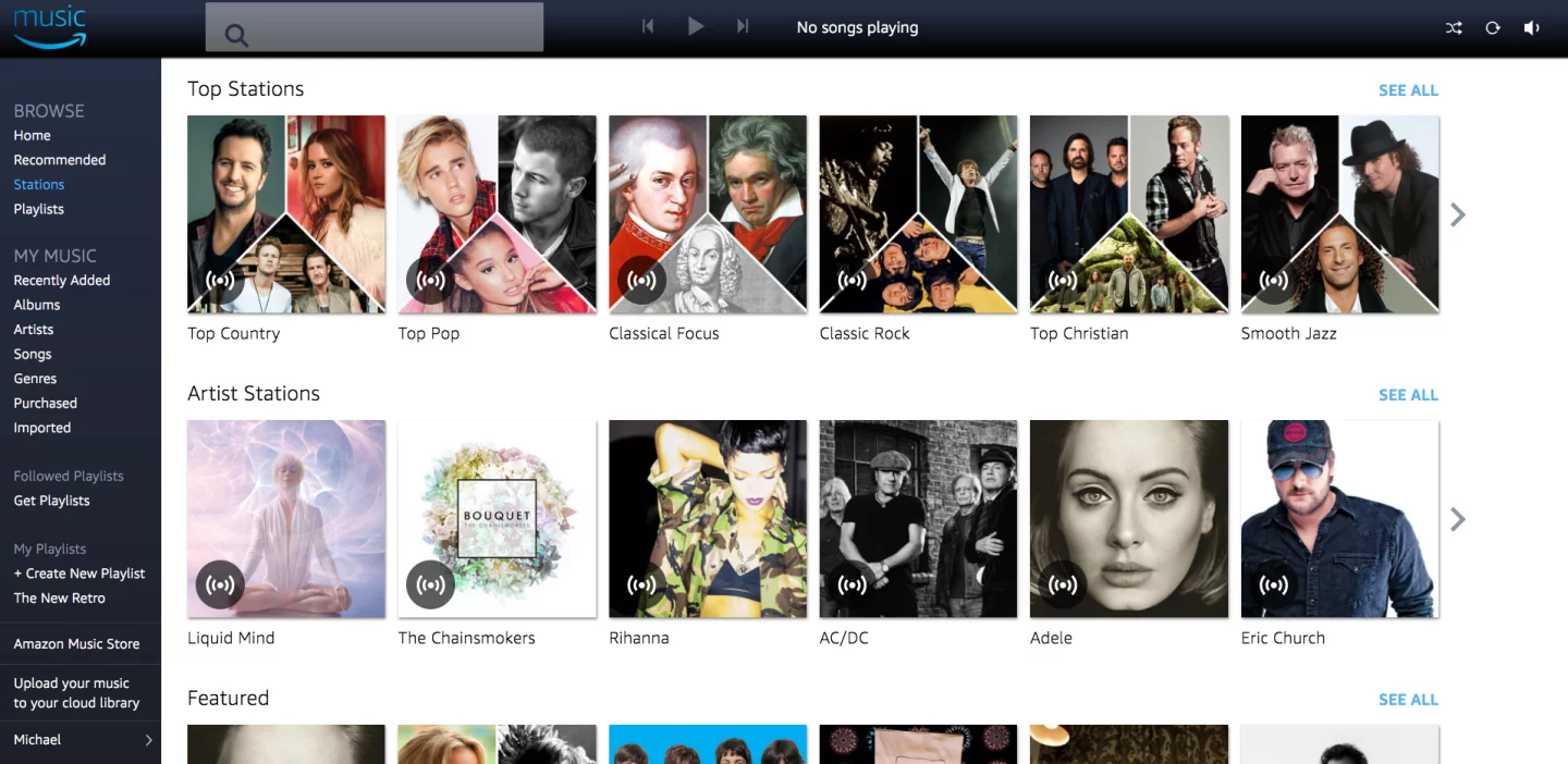 Amazon Music Unlimited offers a wide range of pre-made stations