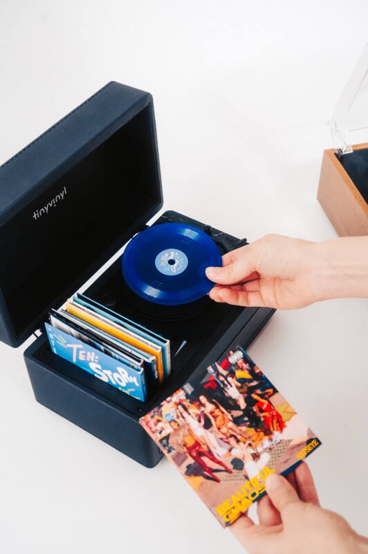 Adorable Tiny Vinyl turntable spins 4-inch records