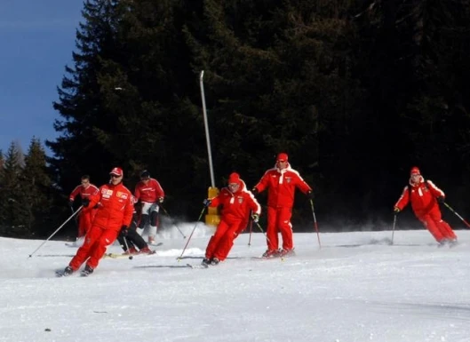 The Ferrari F1 team with Schumacher at the fore