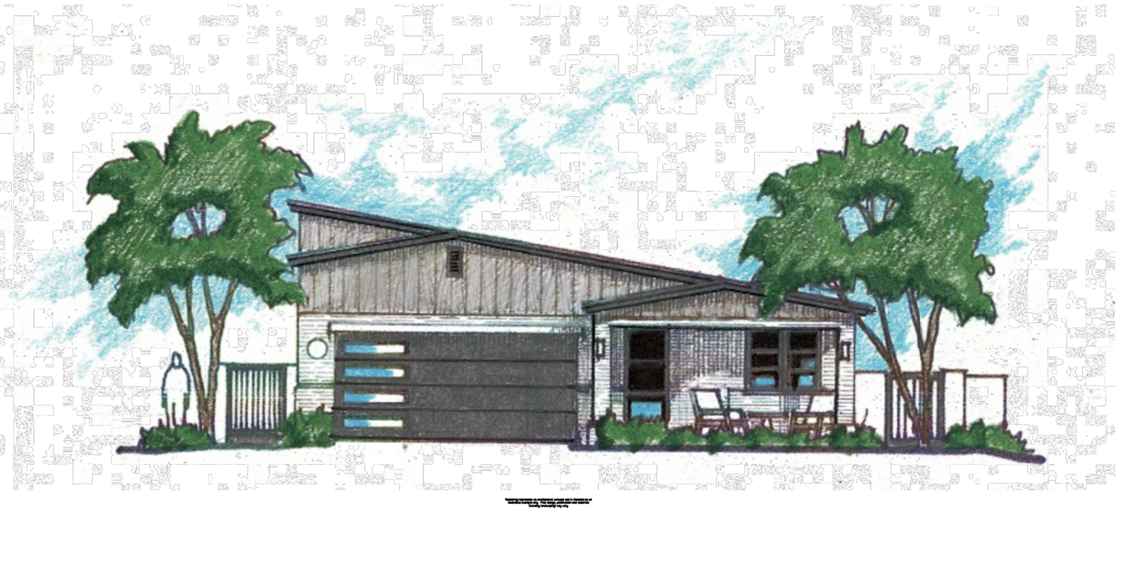 An architectural sketch depicting what the finished home will look like