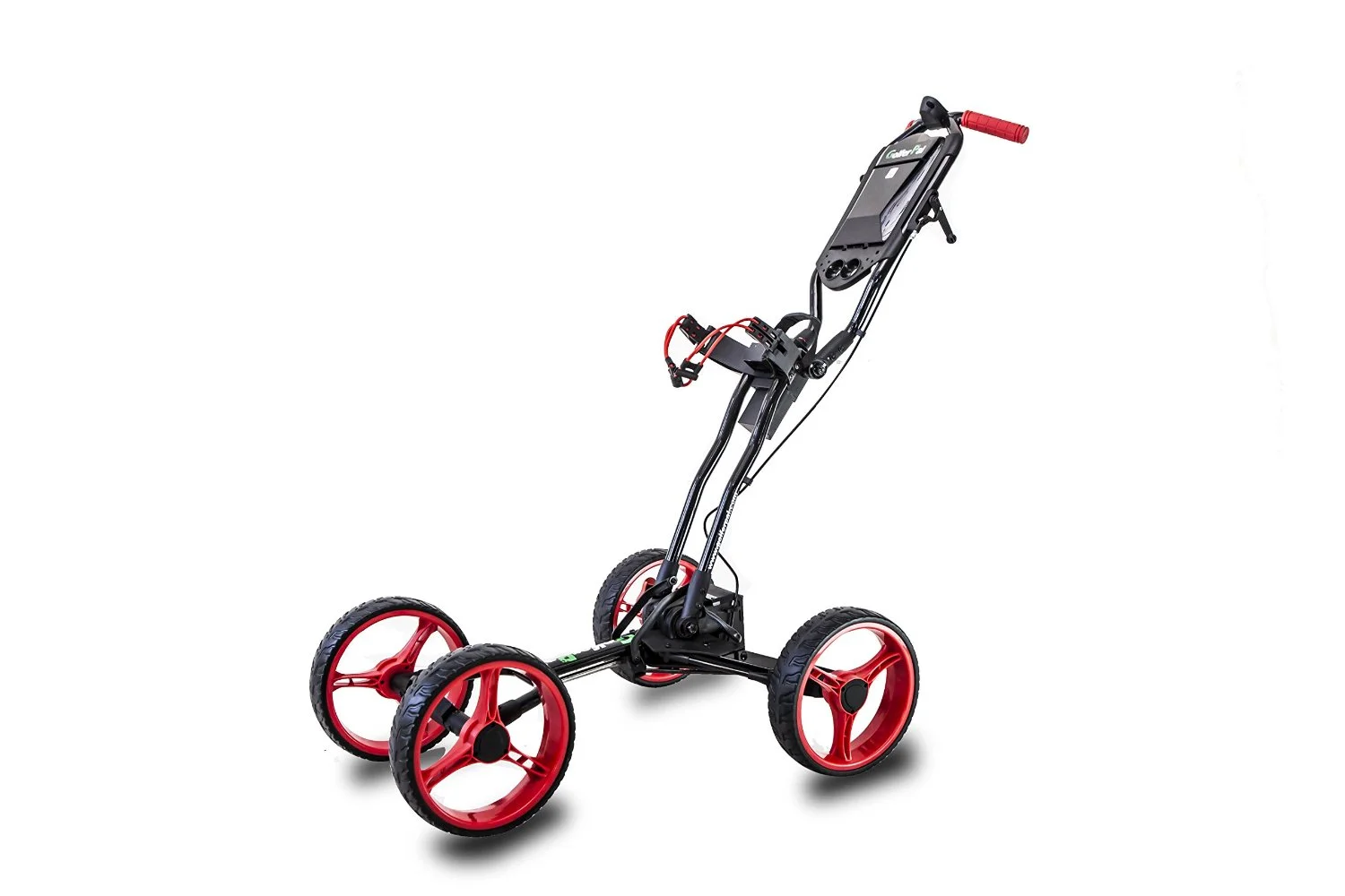 GolferPal bills its EasyPal buggy as an ergonomic solution that evenly bears the weight of your bag across its four 10.75-inch wheels for easy steering