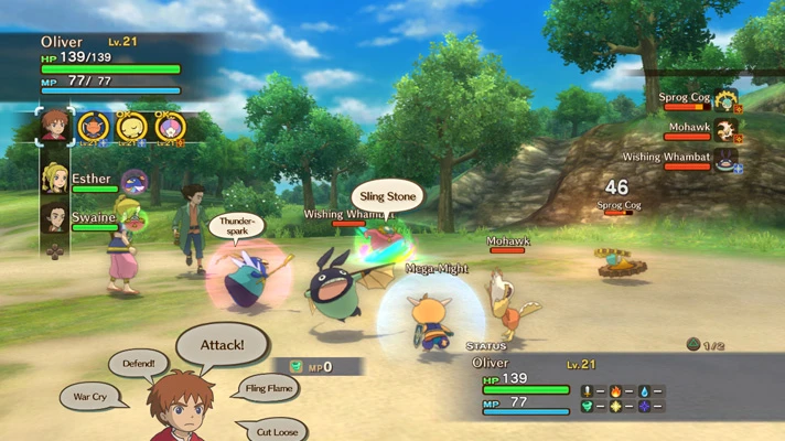 Ni no Kuni's battles are fast-paced and fought mainly with familiars: friendly monsters tamed along the way
