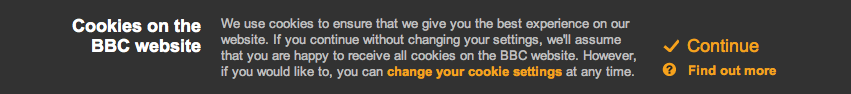 Visitors to the BBC website are shown this message
