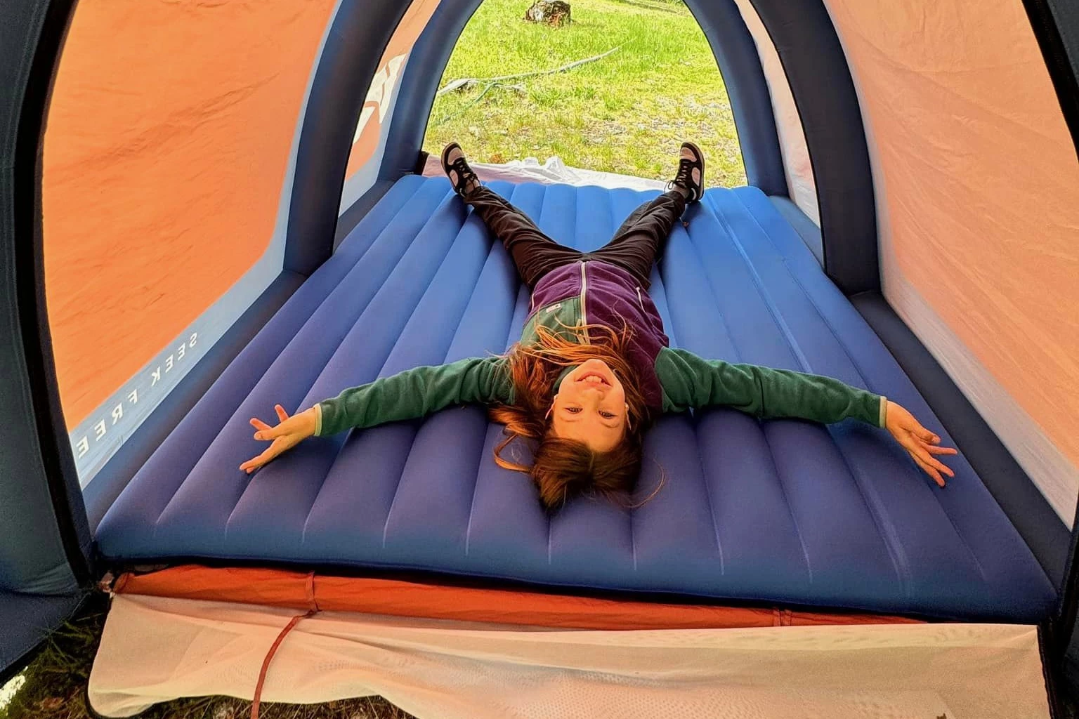 The mattress zips into the tent along its sides, meaning it can be taken out and used on its own if desired