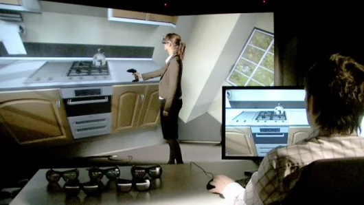 CAVE (Computer Aided Virtual Environment) will help Miele with product development in the future. The 1.6 million Euro projection technology lets devices appear three-dimensionally in a virtual environment. Among other things, products can there be tested