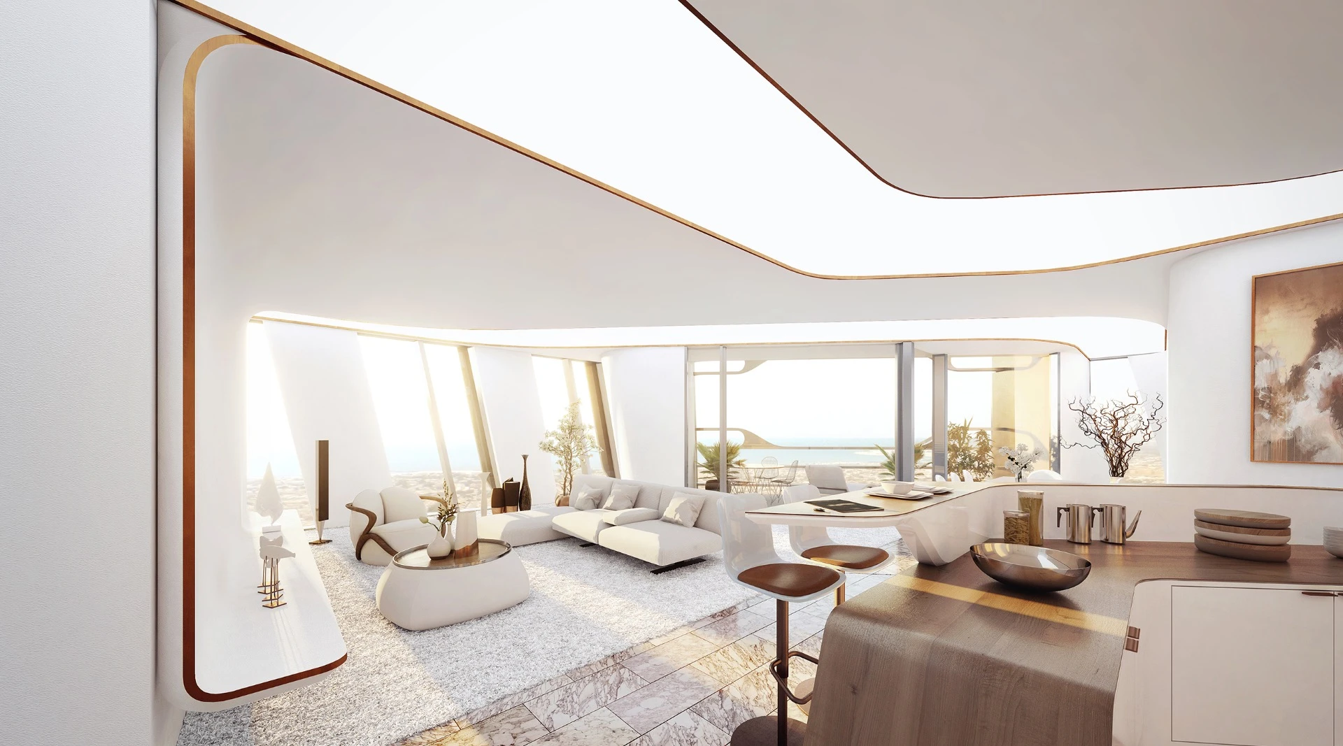 Render depicting one of the Wasl Tower's plush apartments