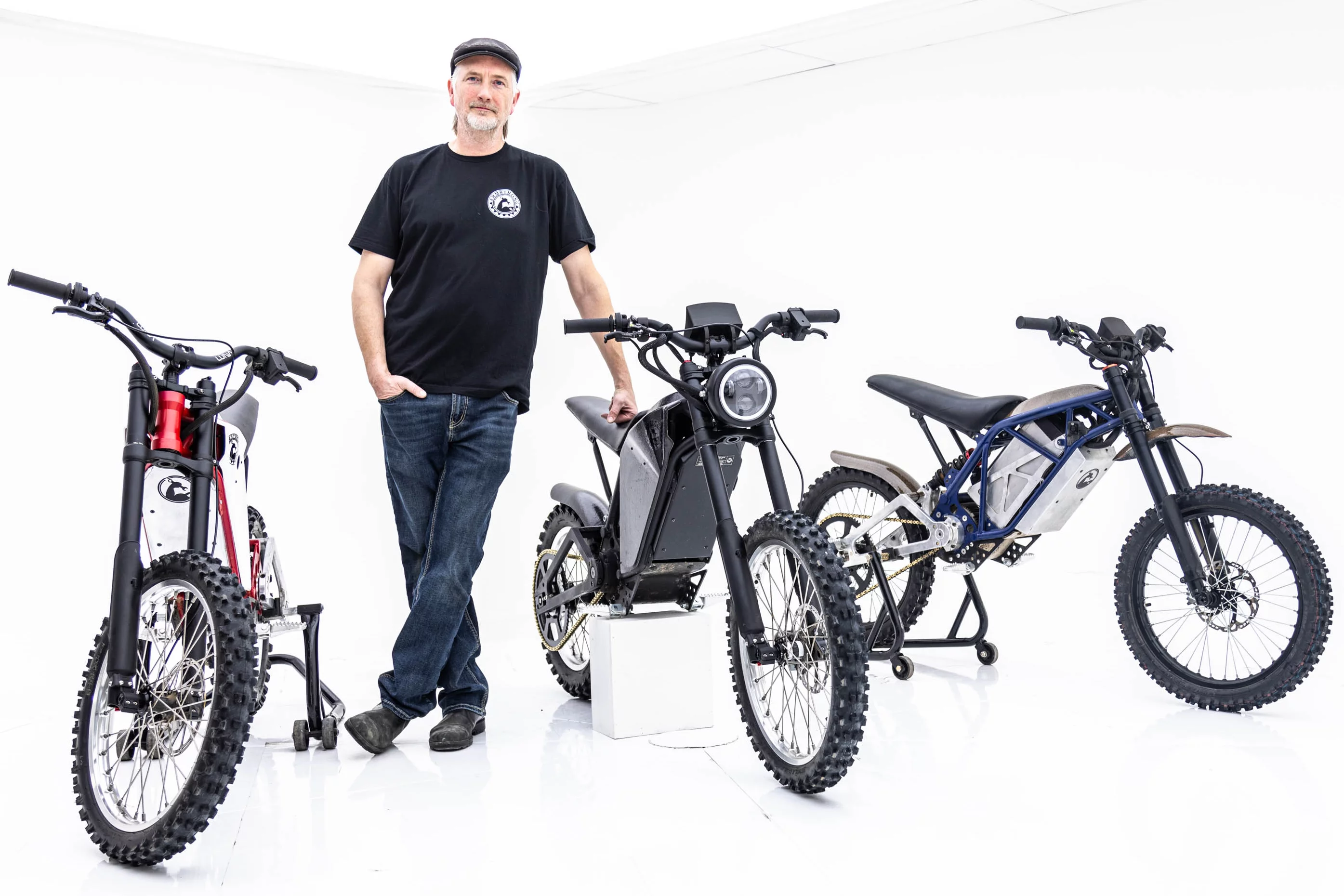 Nathan Armstrong with three of his EB1 prototypes