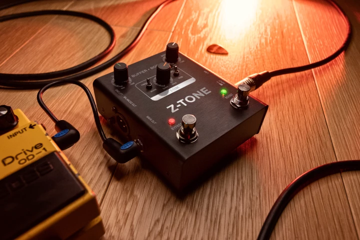 The Z-Tone Buffer Boost (shown) and the Z-Tone DI incorporate tone-shaping technologies from IK Multimedia's Axe I/O interface