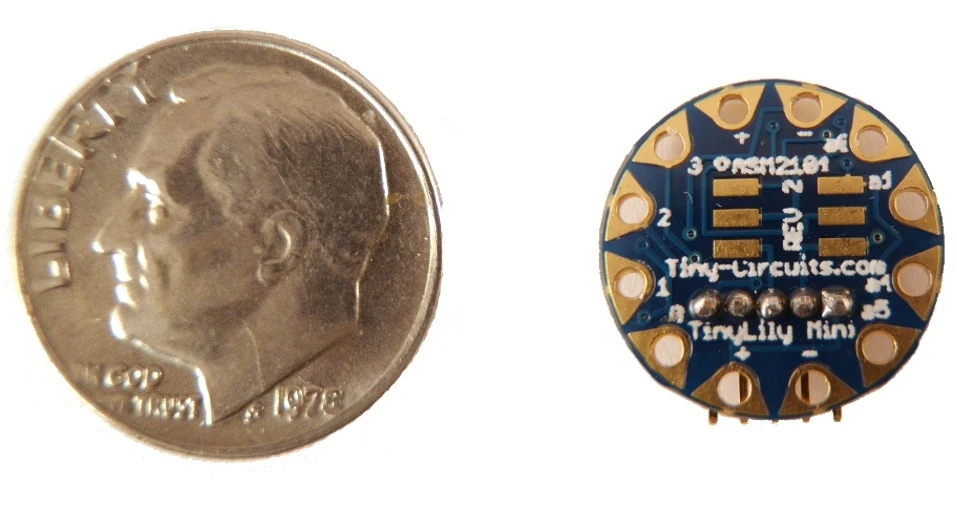 TinyLily Mini measures less than a U.S. dime, just 14 mm (0.55 inches) in diameter