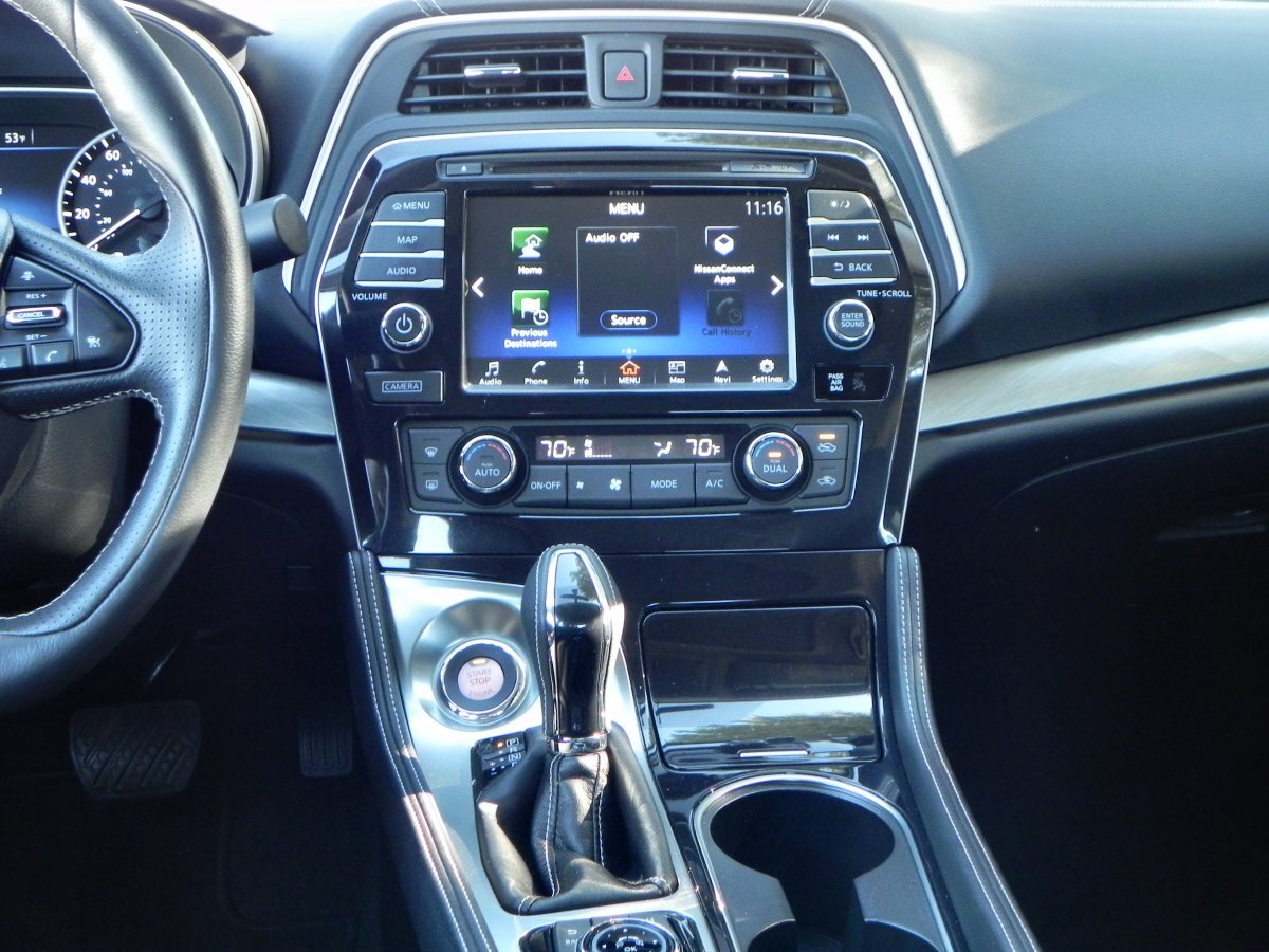An 8-inch touchscreen and Nissan Connect smartphone integration are standard in the Maxima