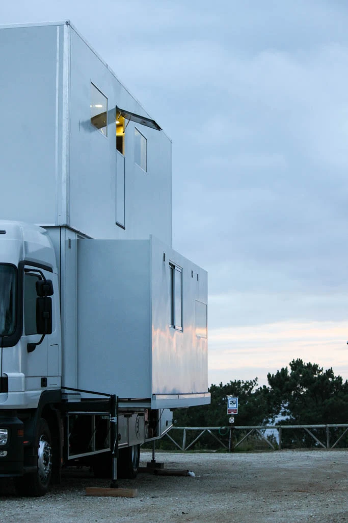 With multiple slide-outs, the Truck Surf Hotel rides as a regular truck but offers much more room when expanded out