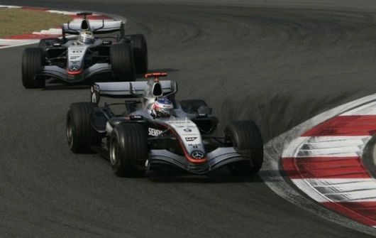 Raikkonen and Montoya run single file