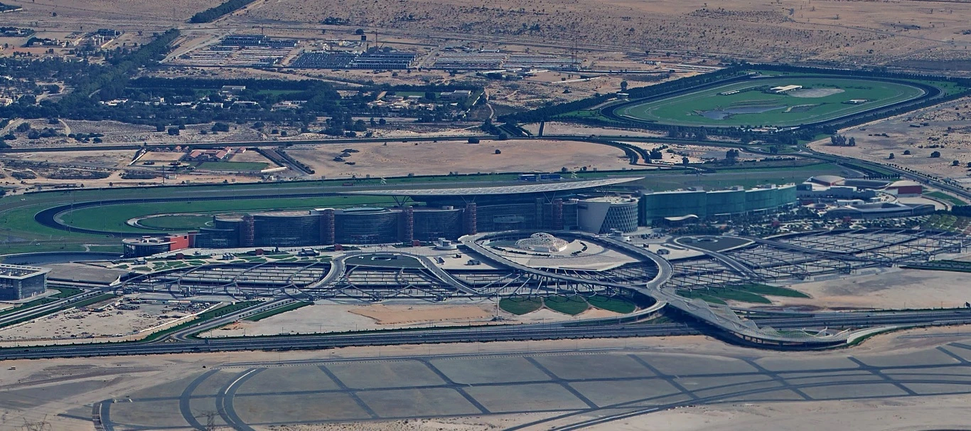 Zooming in on the high-resolution image lets you focus on landmarks like the Meydan Racecourse