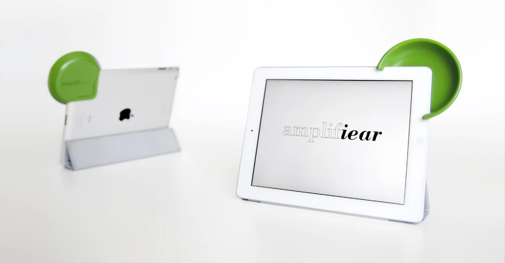 The Amplifiear easily clips on to the iPad 2 and third-generation iPad