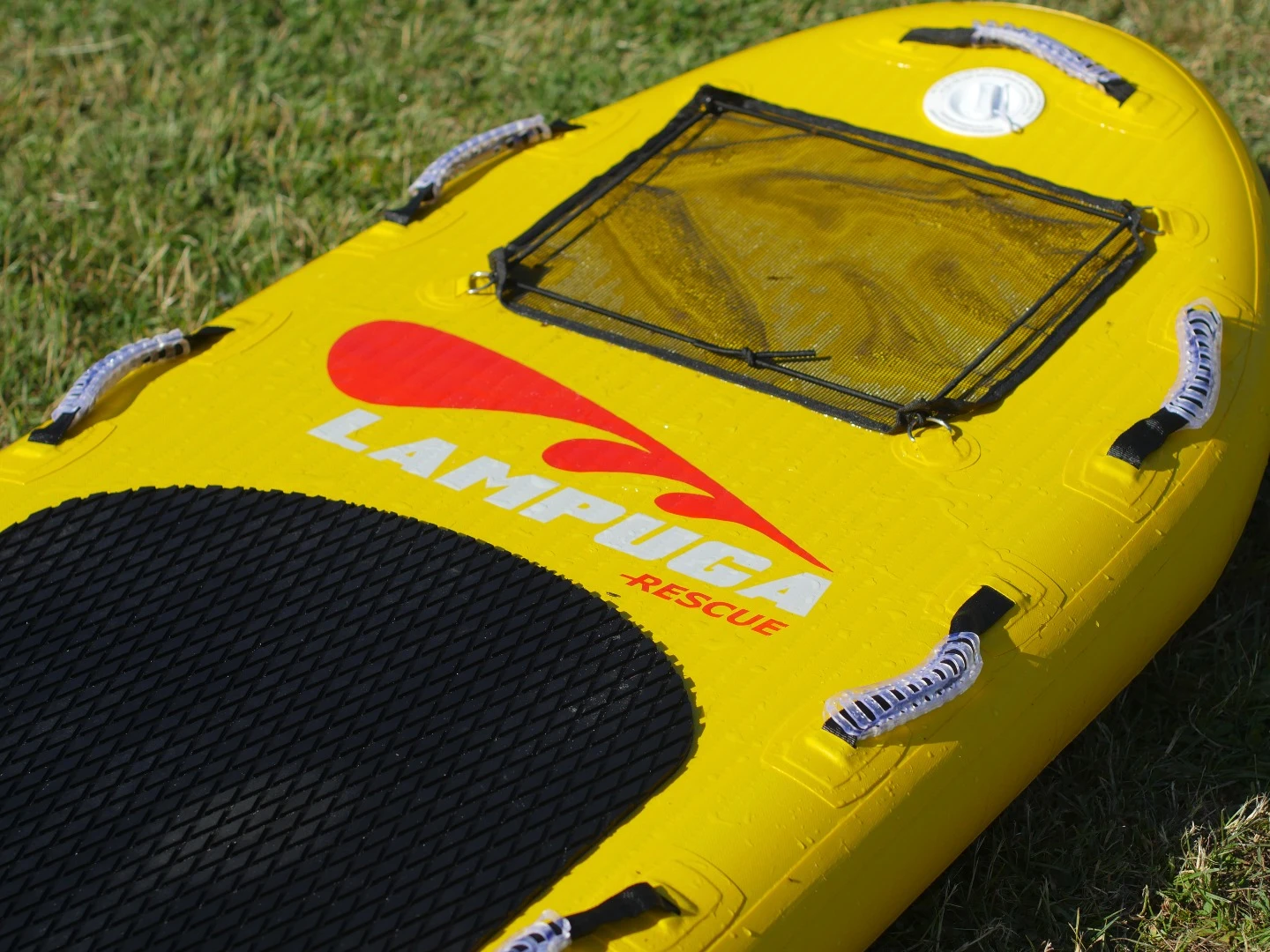The Rescue shares its inflatable construction and power specs with the Air but is designed for lifeguards