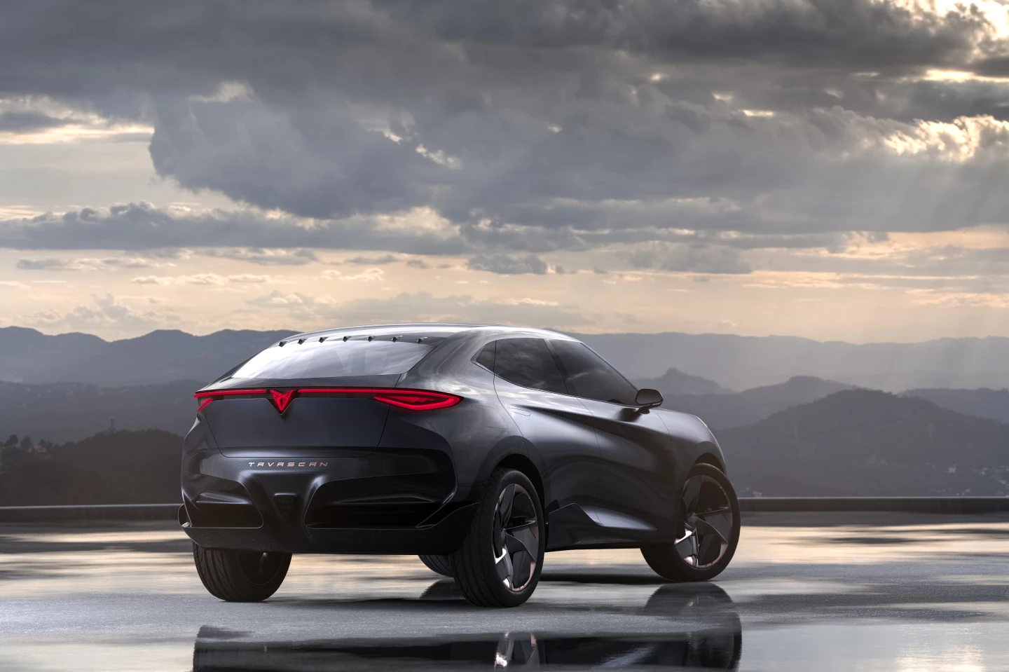 The taillight cuts across the entire rear design
