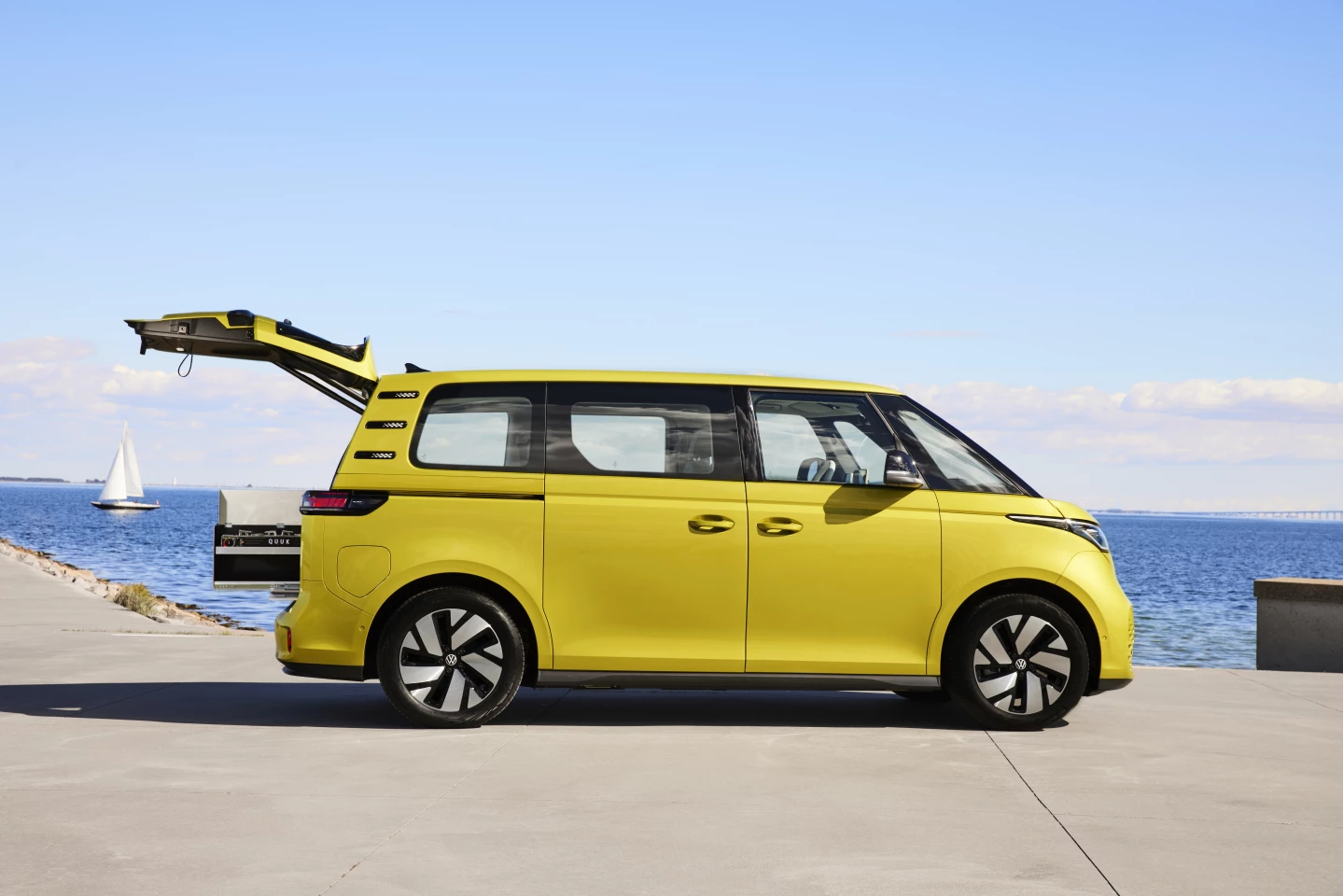 Ququq's BusBox 4 was initially designed for the short-wheelbase VW ID. Buzz pictured, the first model to launch globally, but also works in the newer long-wheelbase model that will launch imminently as a 2025 model in the US