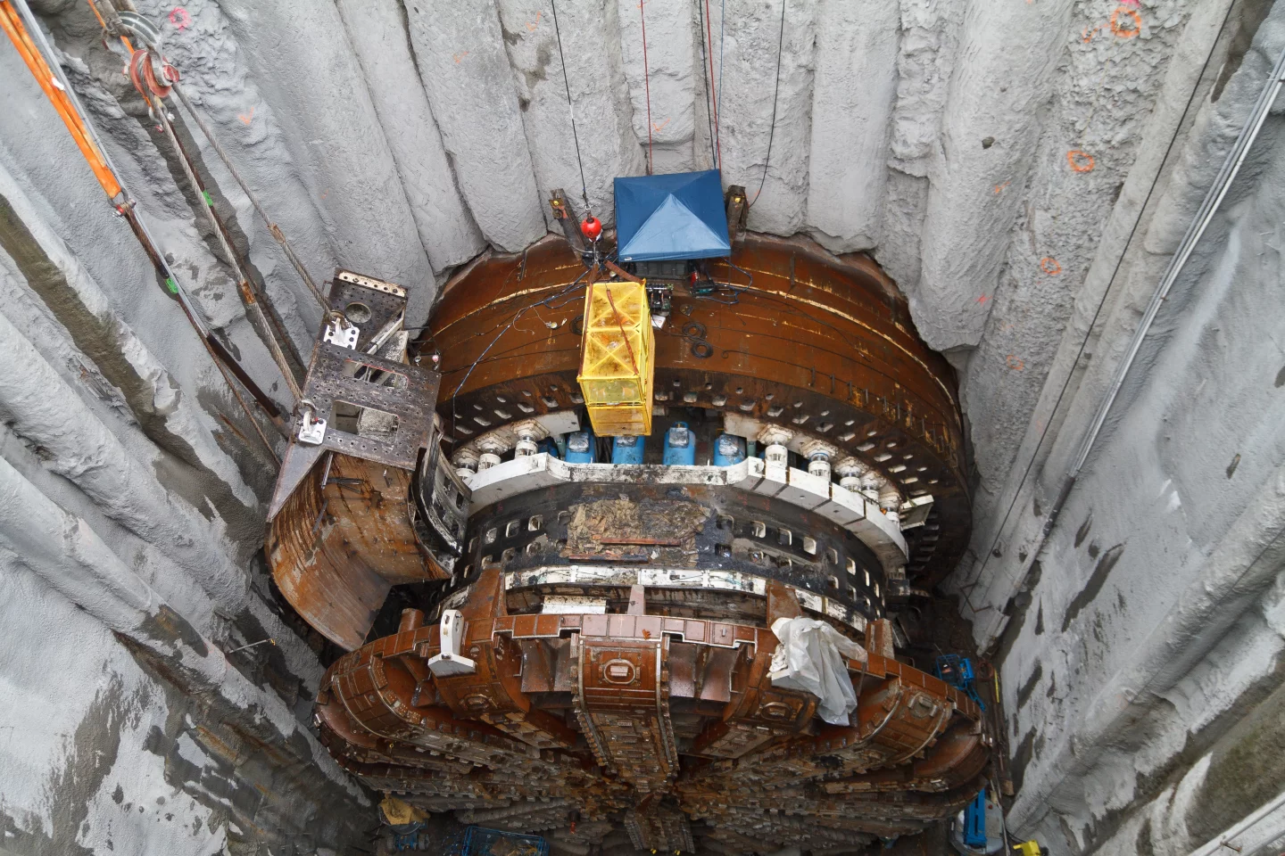 Bertha's shield being dismantled