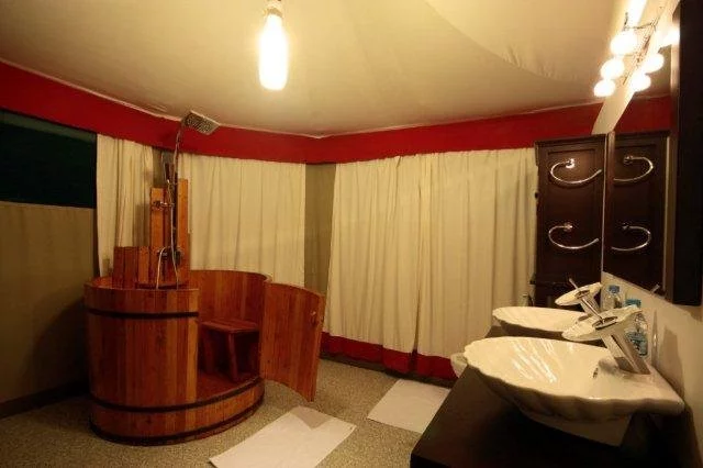 A hot shower lets you cool down and clean off from hot days spent exploring the wilderness