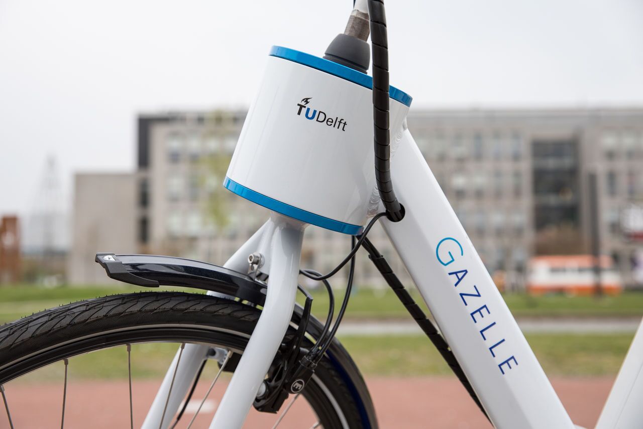 The prototype e-bike has an electric motor that gently turns the handlebars