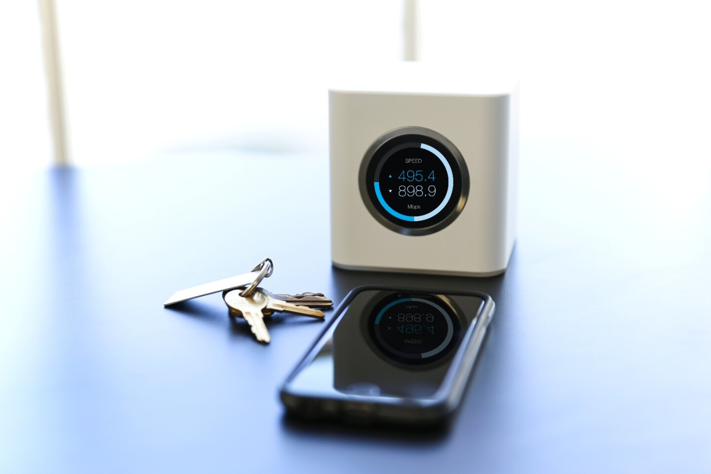 The AmpliFi router is a sleek-looking device that can be controlled with an app
