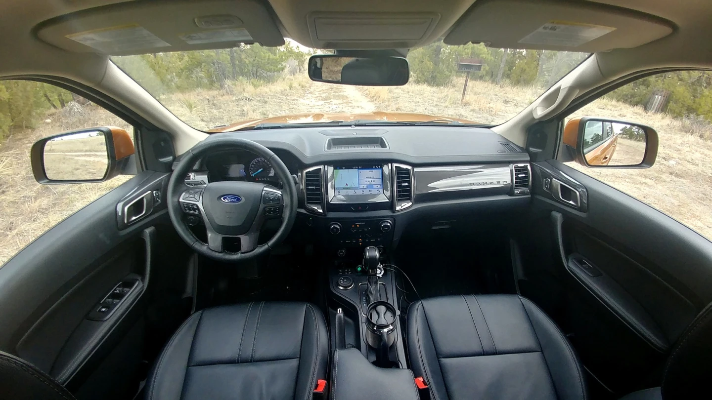 The engine in the 2019 Ranger is augmented by engine noises created by the truck’s sound system