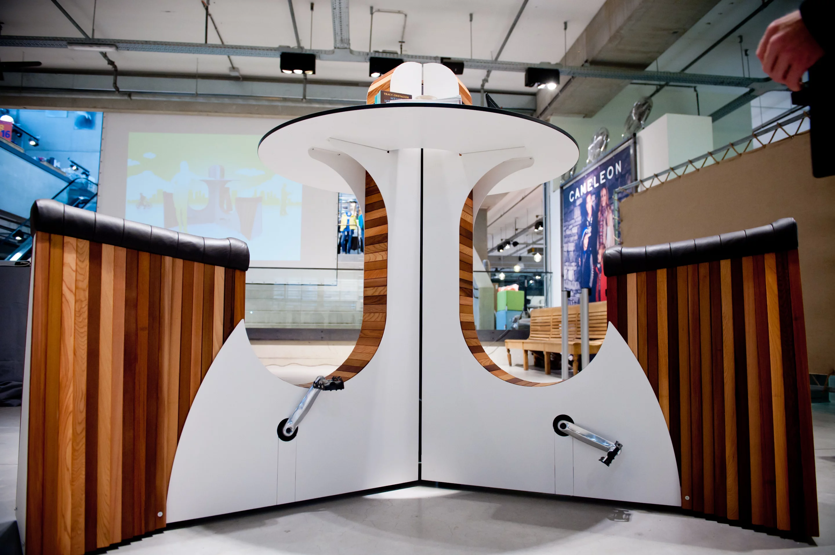 A WeBike pod on display at the Cameleon Shopping Mall in Brussels