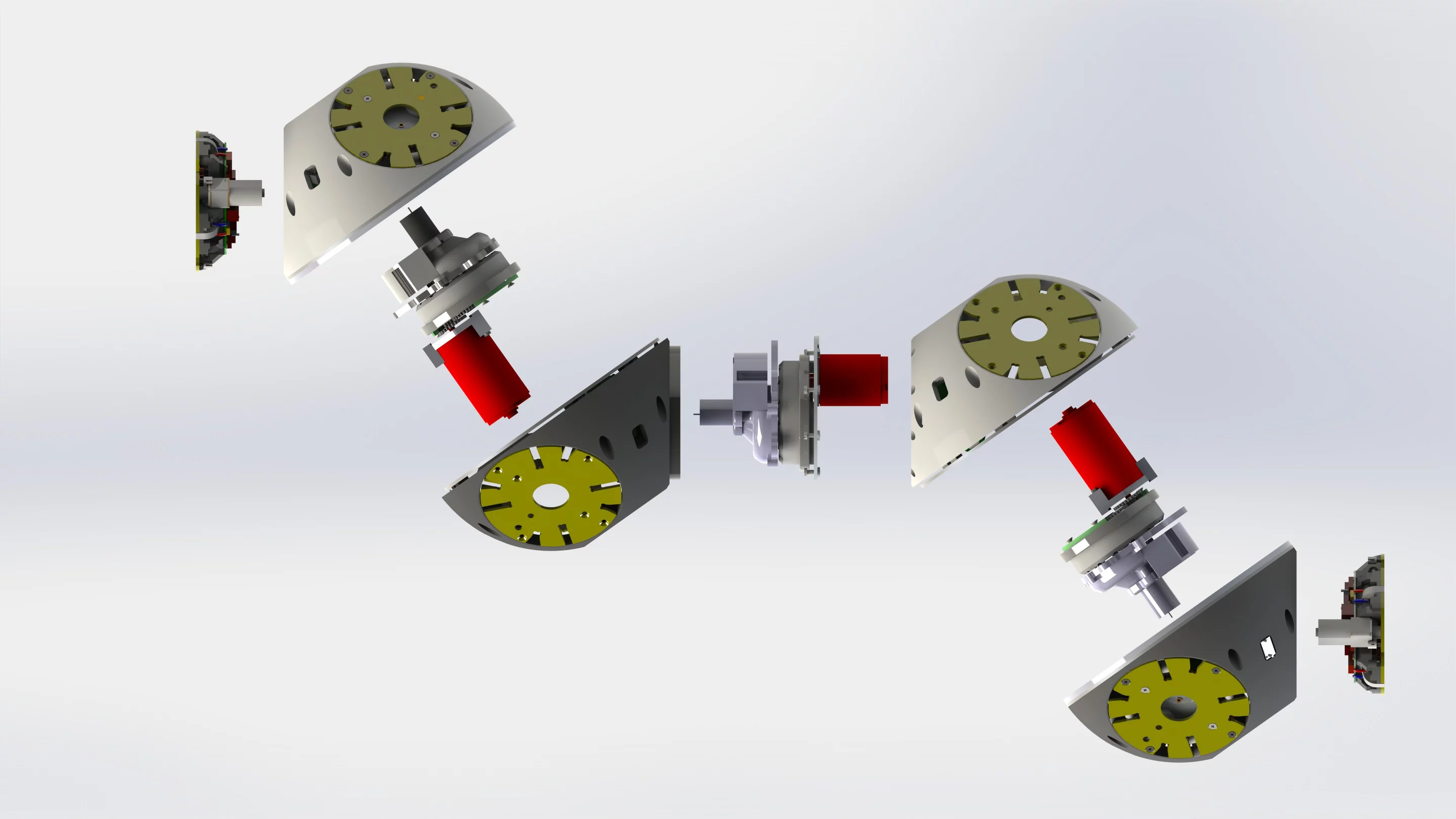 Rendered exploded view of a Roombots module (Image: Biorobotics Laboratory, EPFL)