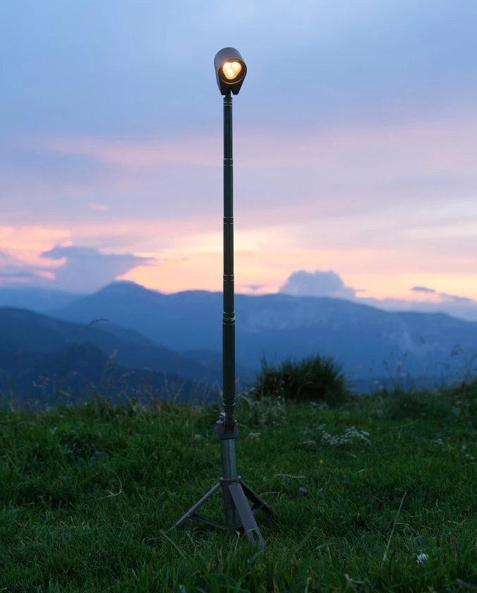 Fully extend the telescopic arm and you have a standalone area light for camp or backyard