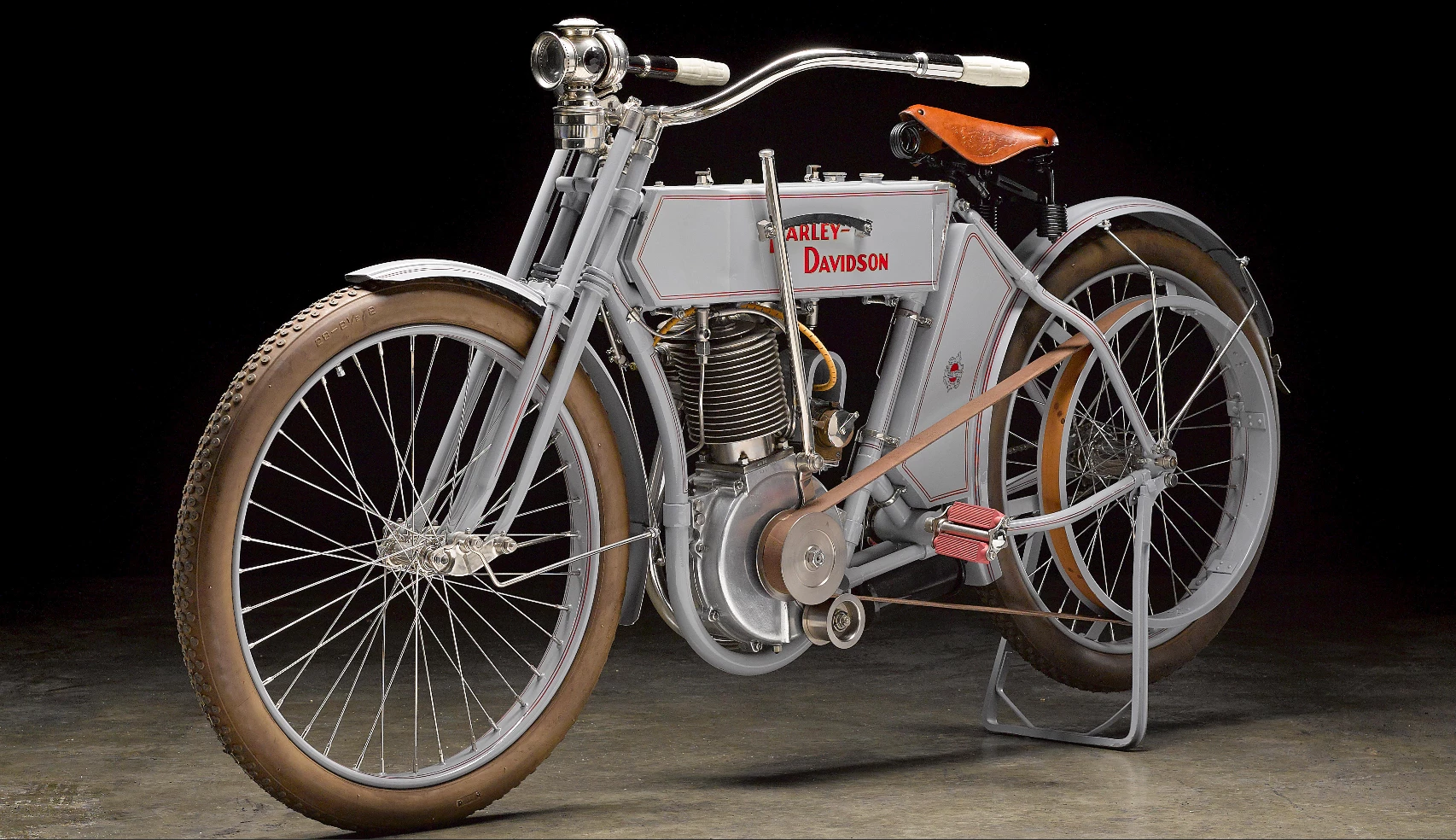 Built from an incomplete basket case, this 1910 Harley-Davidson Model 6A belt-drive 30.2ci (492cc) single sold for $38,525 at Bonhams' Las Vegas 2018 sale