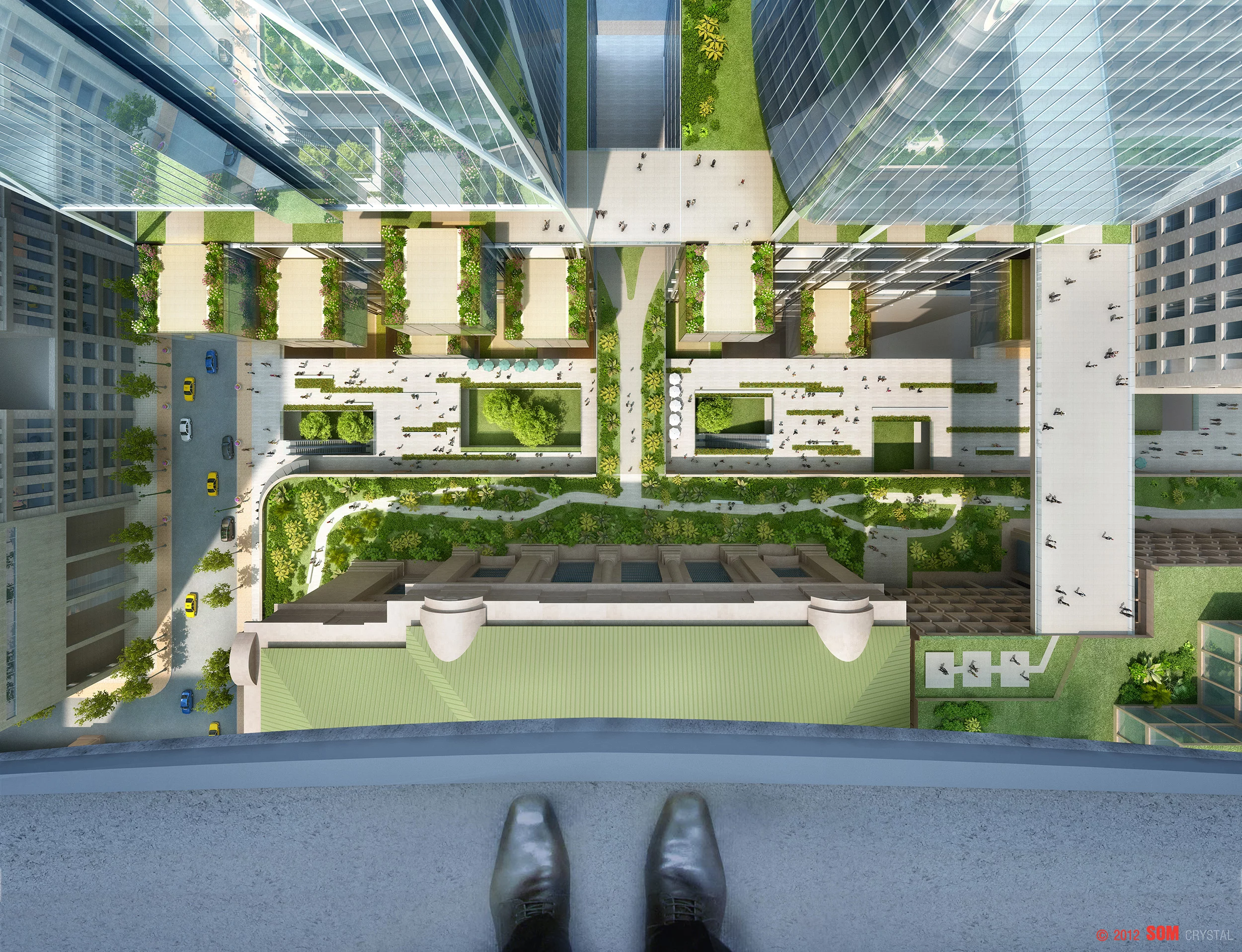 A rendered view from the "Halo" viewing platform (Image: © 2012 SOM/Crystal)