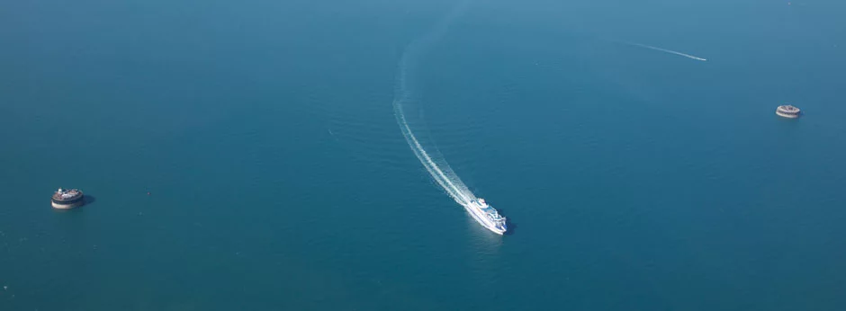 Spitbank guests are greeted at Gosport before being escorted by a private boat onto the resort