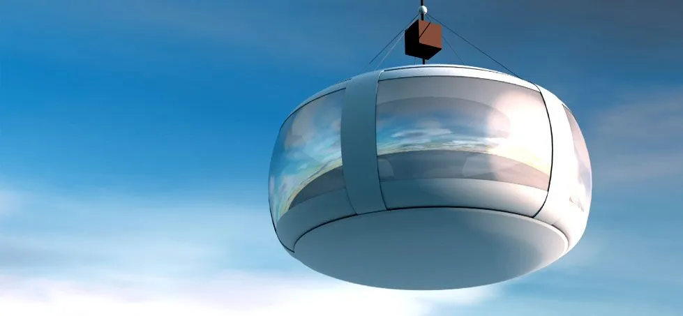 The bloon's pod can carry four passengers and two pilots