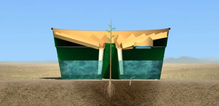 The Groasis Waterboxx is a low-tech device that helps saplings grow into trees in inhospitable environments