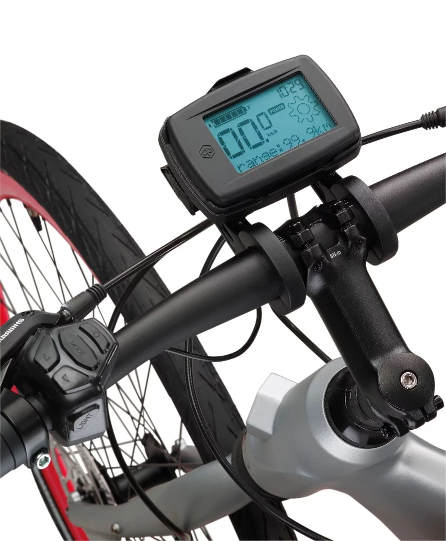 Ride information is displayed on a waterproof, backlit Bluetooth LE-enabled LCD instrument panel