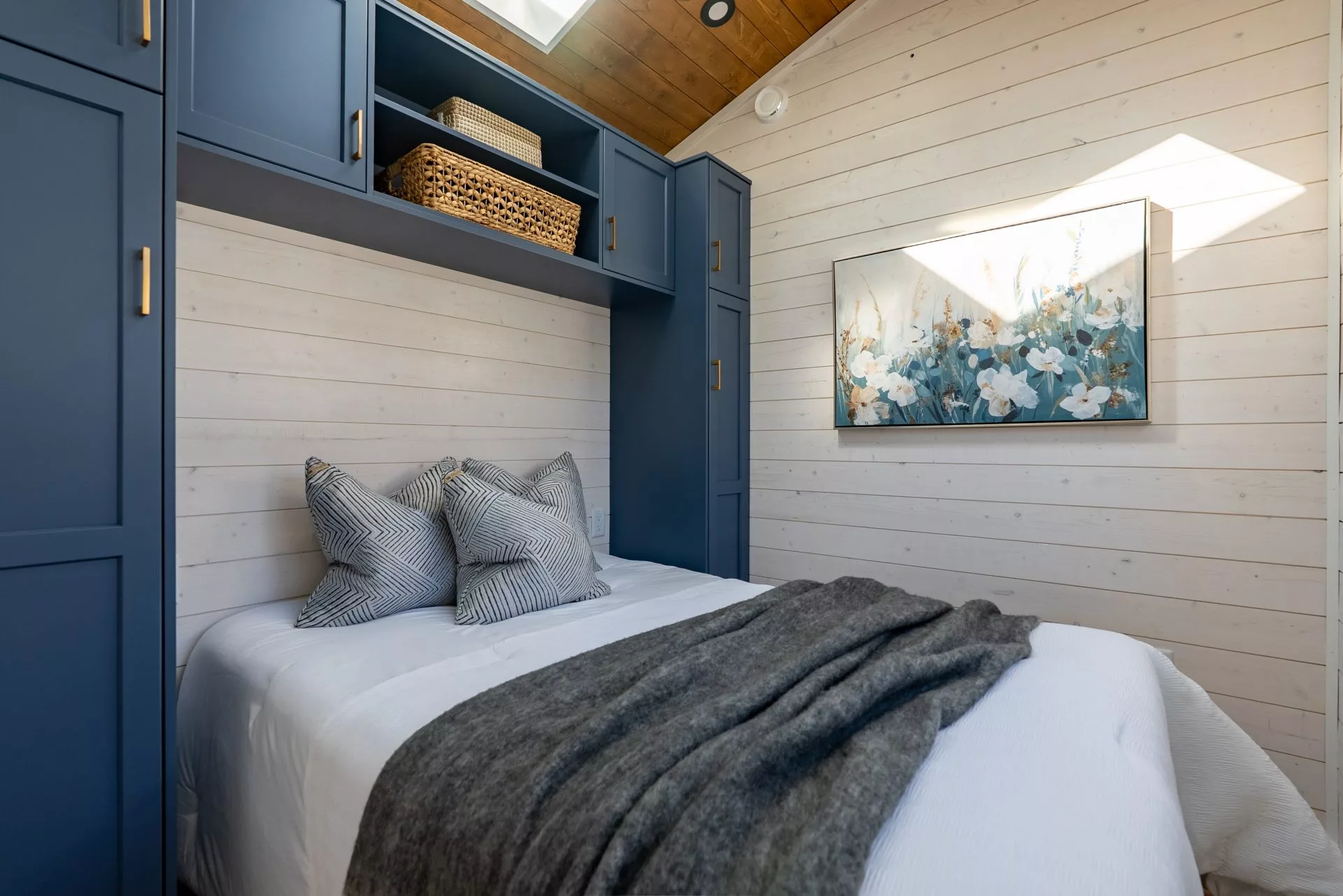 The Gambier's main bedroom is situated downstairs and has ample headroom to stand upright
