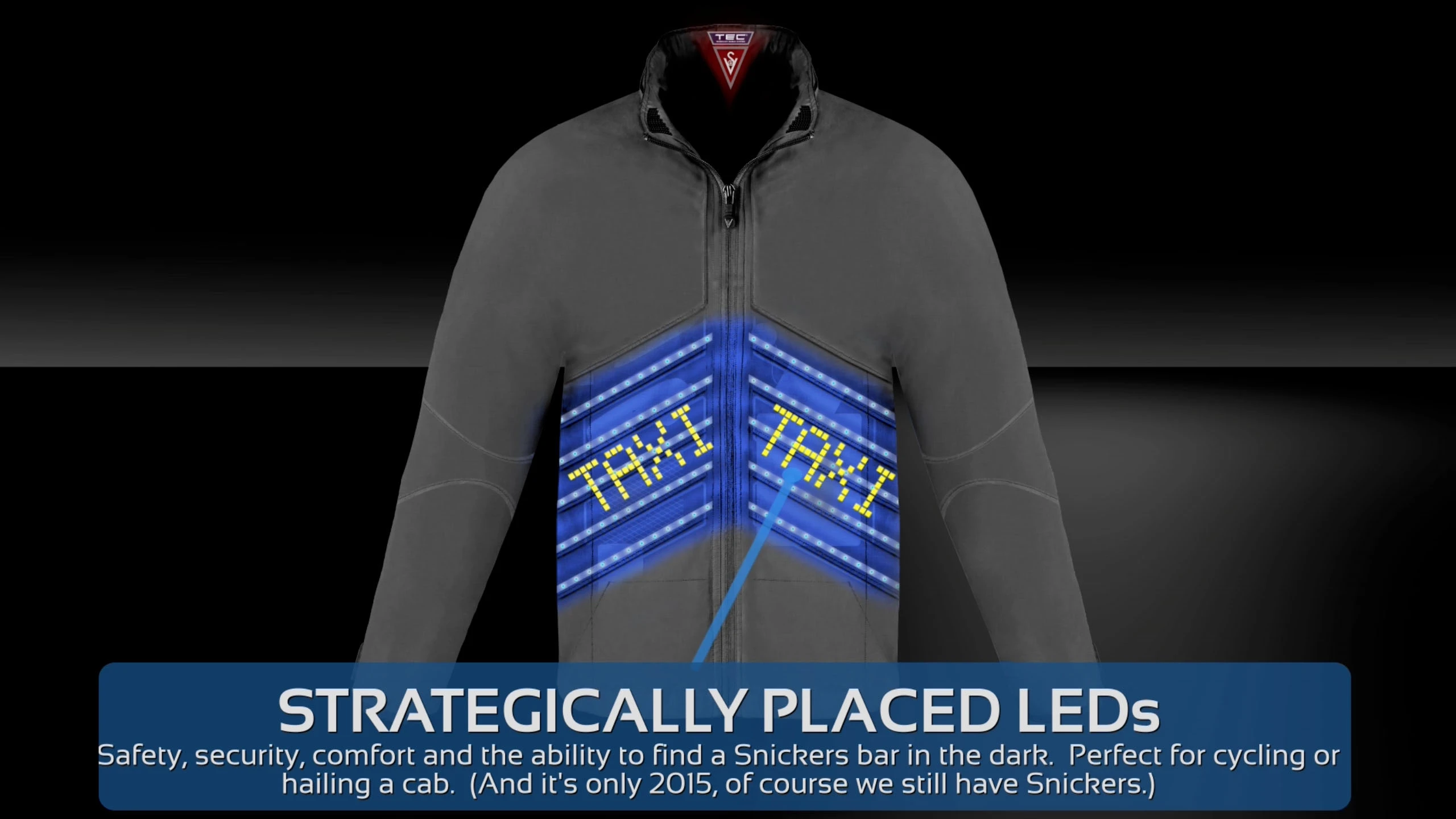 LED's could improve visibility of the wearer, or even hail a taxi