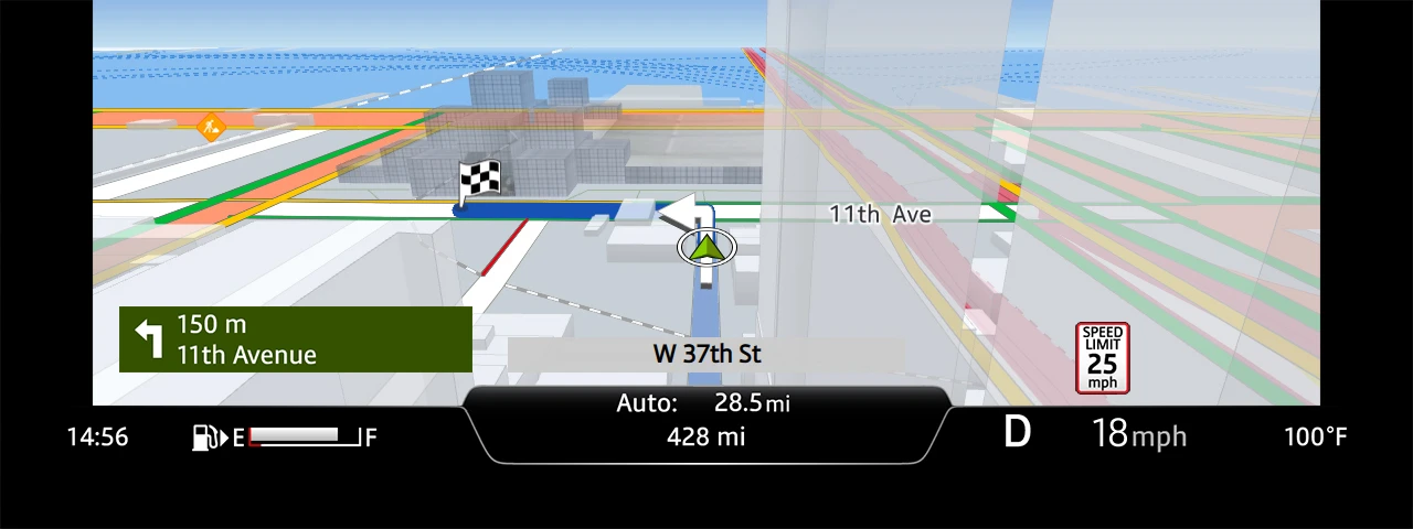 The 2016 Jaguar XF navigation display