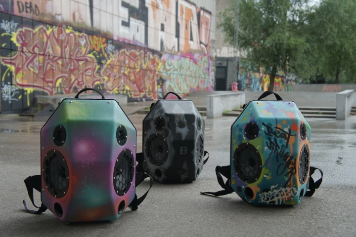 The BeatBringer backpack speaker will be available with custom paint jobs by graffiti artist Becomeone, as a special tier during an upcoming Kickstarter campaign