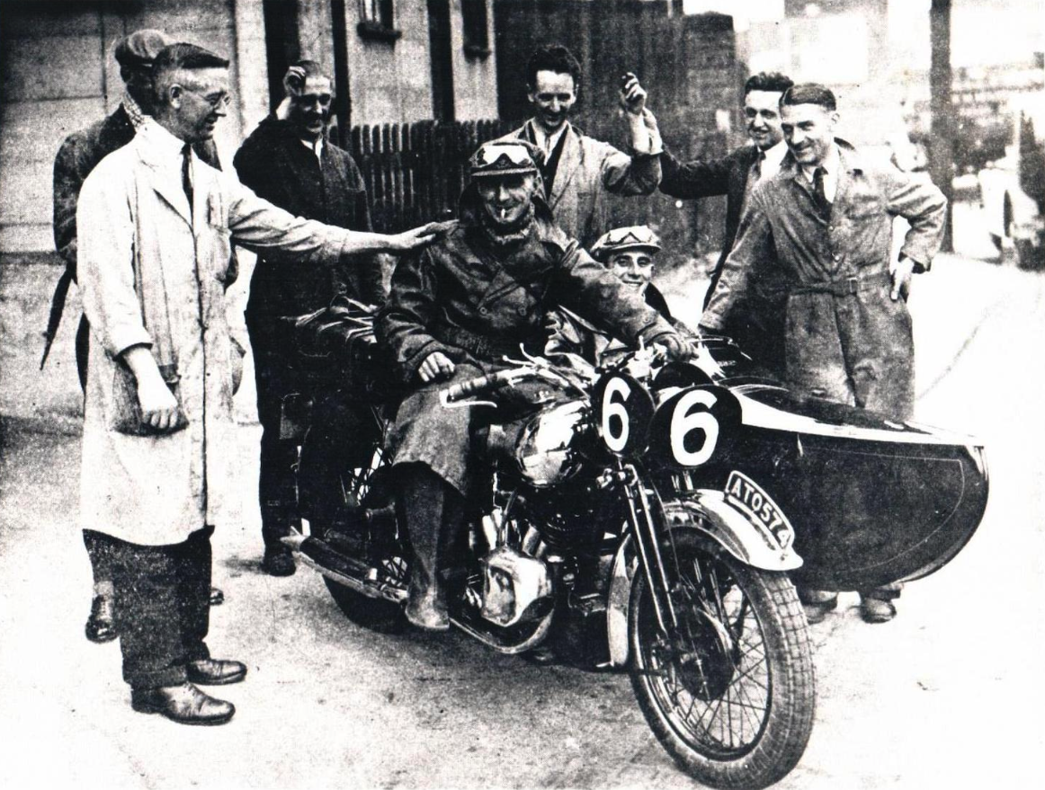 Fitted with one of George Brough's famous banking sidecars, this bike was used by Freddie Stevenson to compete in the 1934 ISDT running in the Bavarian Alps and despite a complete roll-over during the grueling six day competition, Stevenson returned home with a coveted Gold Medal.