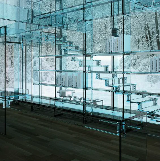The staircase of Carlo Santambrogio's glass house