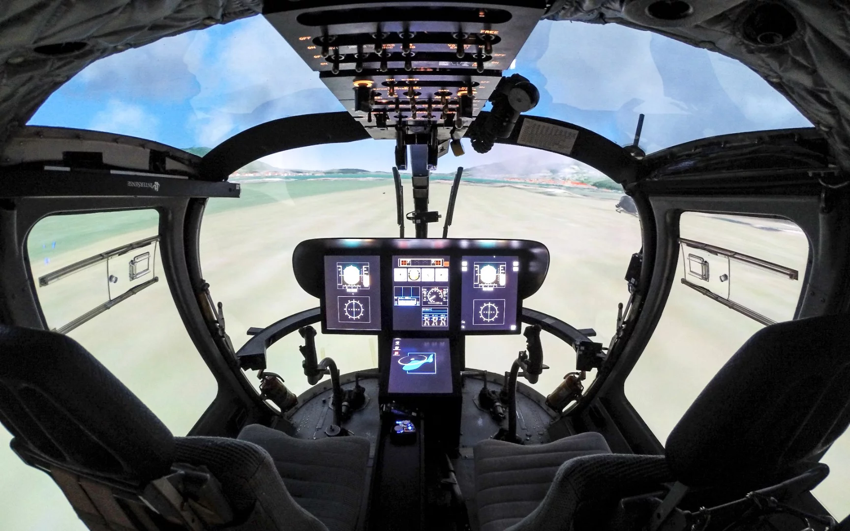 Inside the flight simulator