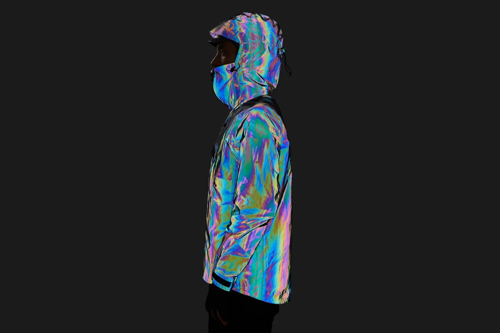 The Black Squid Jacket reflects every color in the visible spectrum