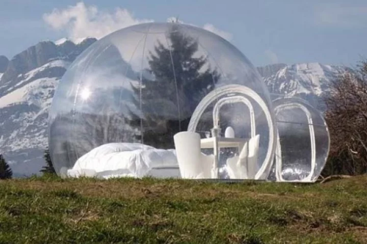The Bubble collection is a range of portable transparent domed huts, created by French designer Pierre Stephane Dumas (Image by BubbleTree)