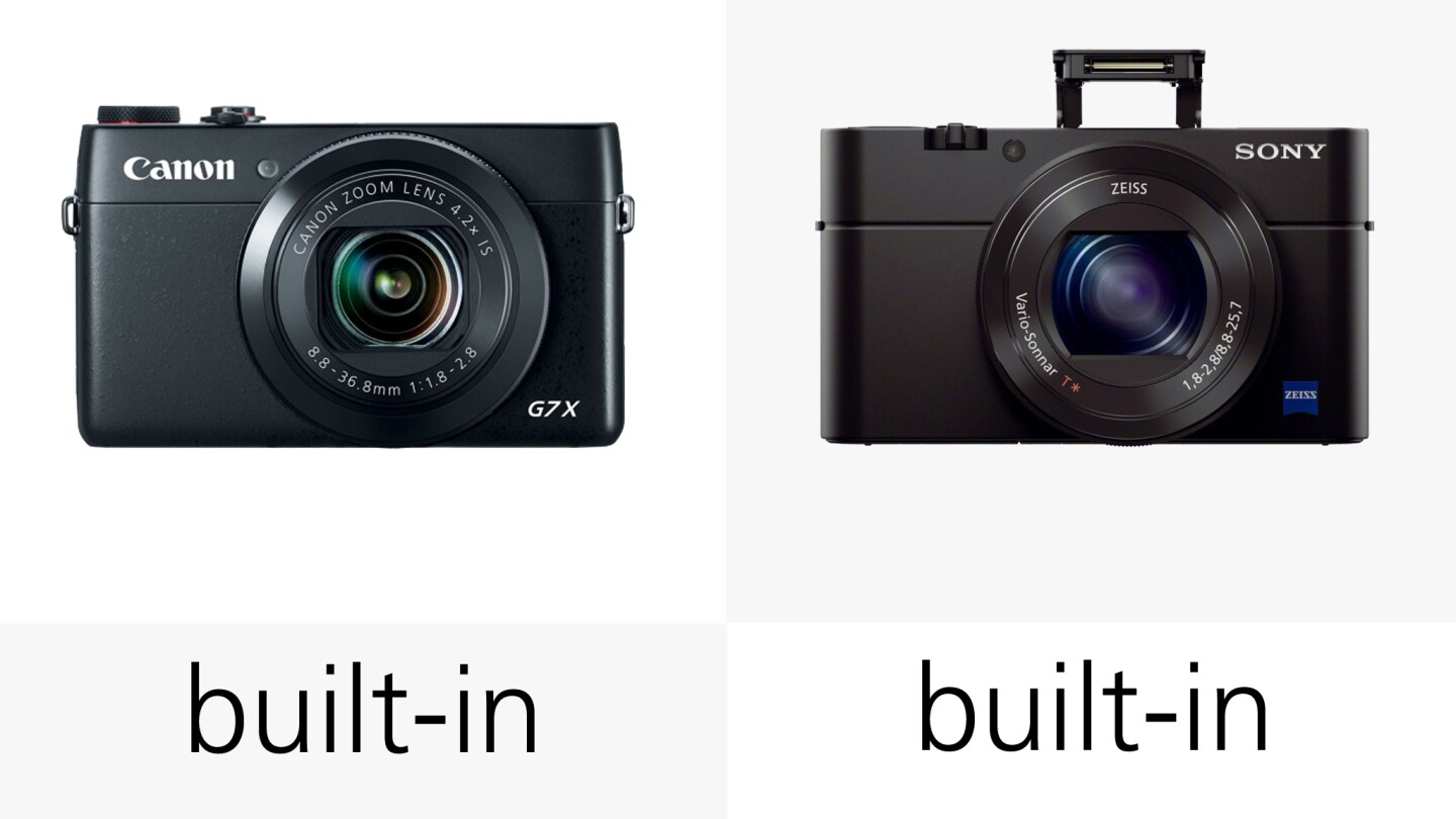Both the Sony RX100 III and the Canon G7 X feature built-in pop-up flashes