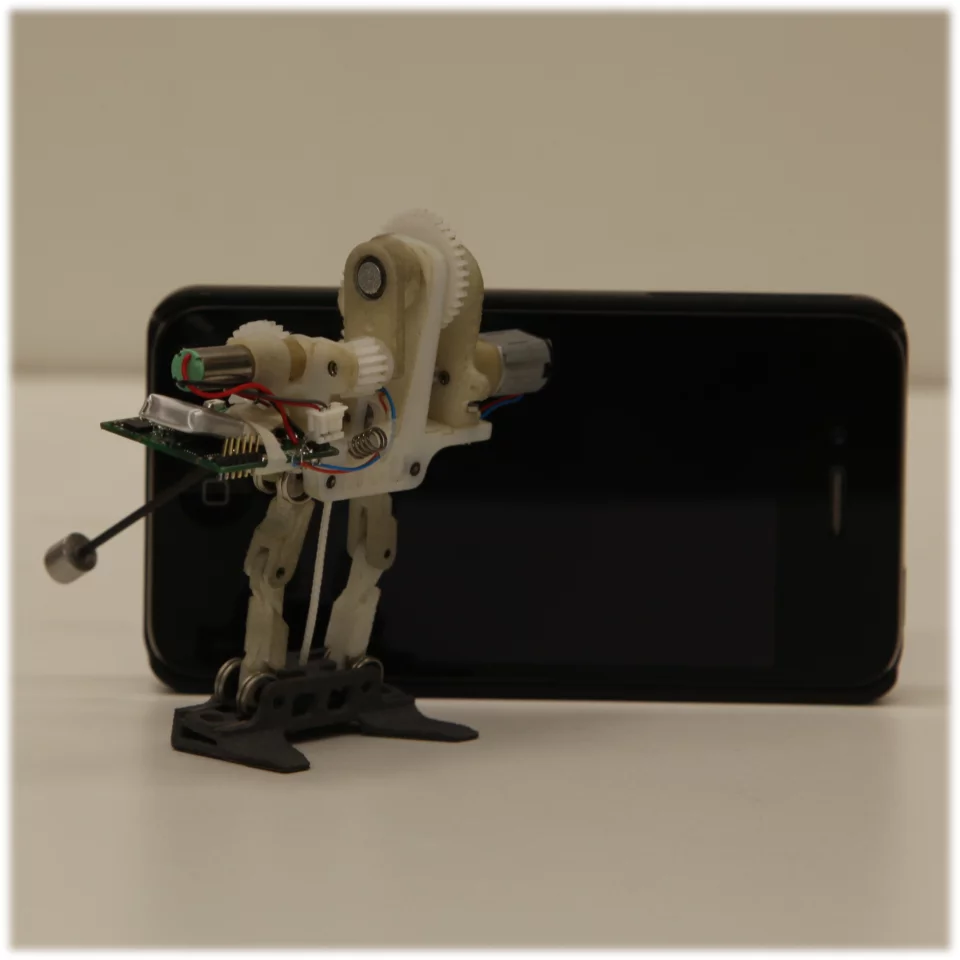 A size comparison of the tailbot next to a cellphone (Photo: Jianguo Zhao)