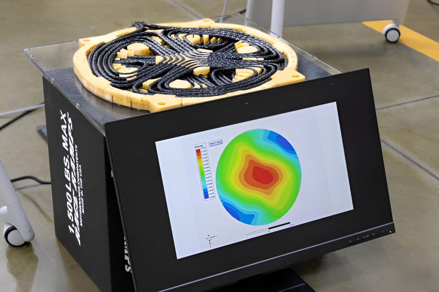The coil, just over 14 inches in diameter, represents the fastest wireless charger ever tested with a vehicle