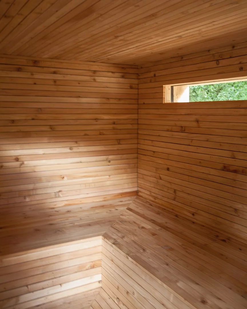 The sauna in the Woodsman's Treehouse