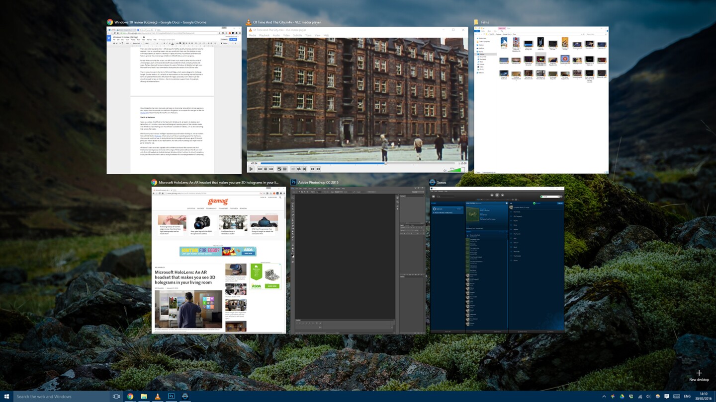Task View provides a useful overview of open applications, and virtual desktops have been added too